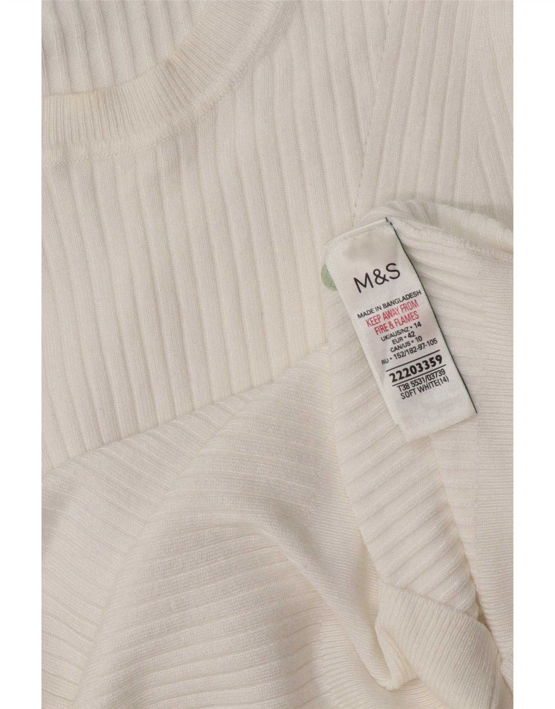 Marks & Spencer Dame Kortærmet Bluse Top UK 14 Medium White Viscose