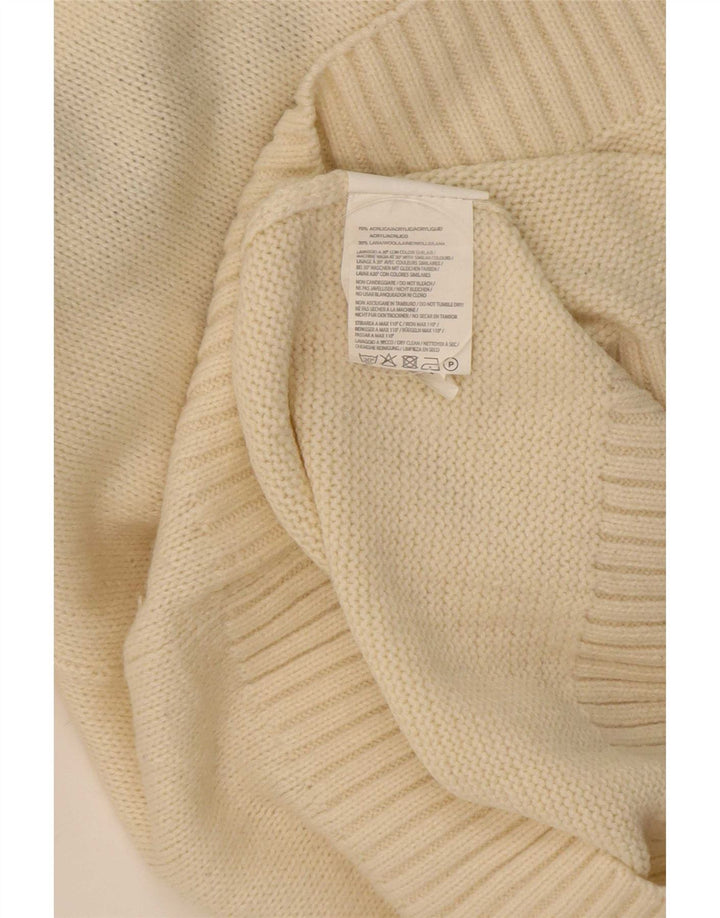 Vintage Herre Crew Neck Jumper Sweater Medium White Fair Isle Akryl