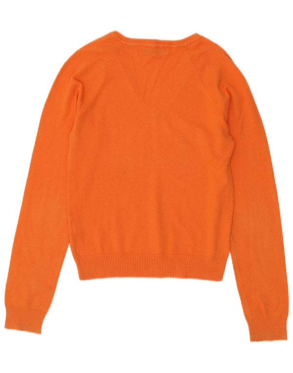 Zara Womens Crop V-hals sweater UK 12 Medium Orange Bomuld