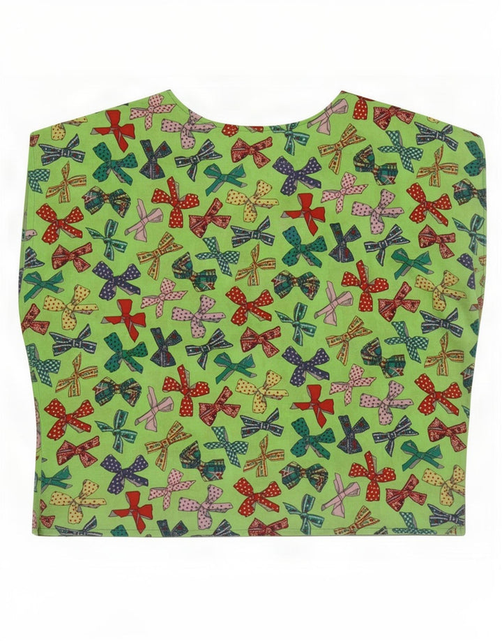 Vintage kvinders abstrakt mønster T-shirt top UK 16 Large Green