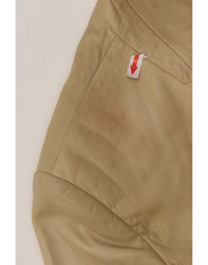 Vintage dame 3-knaps læder blazerjakke IT 44 medium beige læder