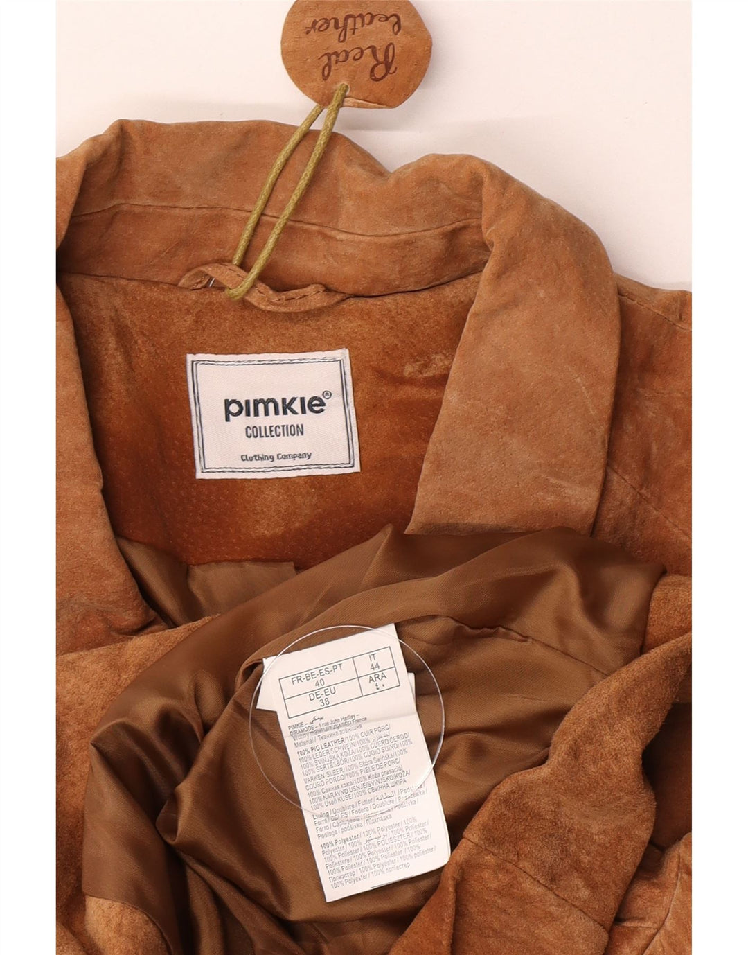 Pimkie Dame Crop Ruskindsjakke EU 38 Medium Brun Læder