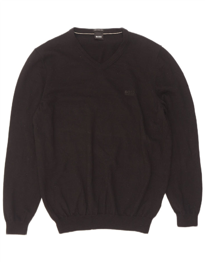 Hugo Boss Herre V-hals sweater XL Sort Virgin Wool
