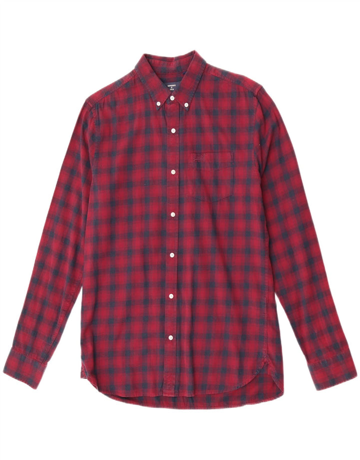 Superdry Flanelskjorte til mænd Medium Bourgogne ternet bomuld