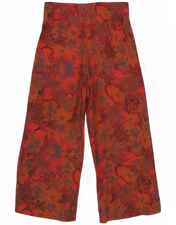 Dream Womens Wide Leg Cropped Trousers EU 44 XL W36 L25 Red Floral