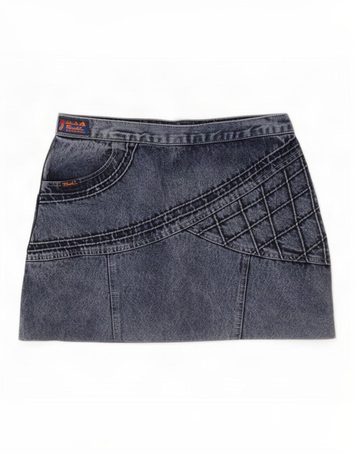 Vintage Dame Mini Denim Nederdel IT 44 Medium W30 Blå Bomuld
