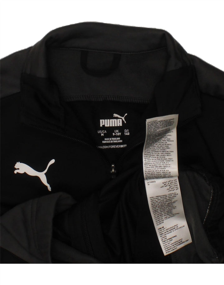 PUMA Boys Tracksuit Top Jacket 9-10 Years Black Colourblock Polyester Vintage Puma and Second-Hand Puma from Messina Hembry 