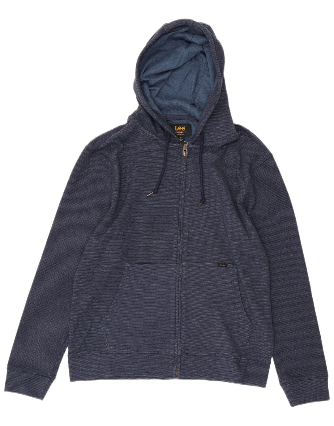 LEE Herre Regular Fit Hættetrøje Sweater med lynlås Mellem marineblå plettet bomuld