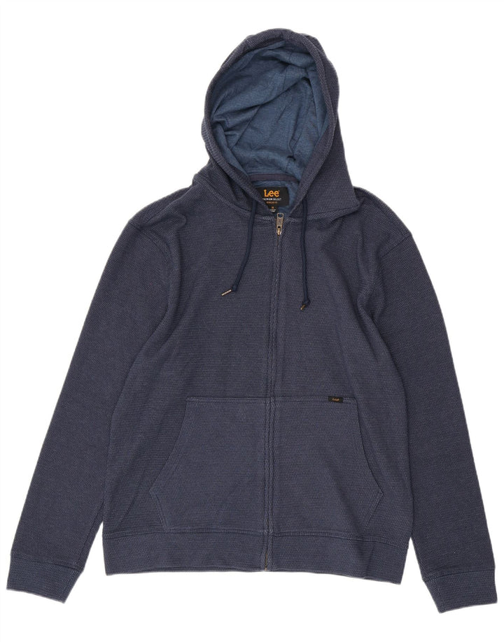 LEE Herre Regular Fit Hættetrøje Sweater med lynlås Mellem marineblå plettet bomuld