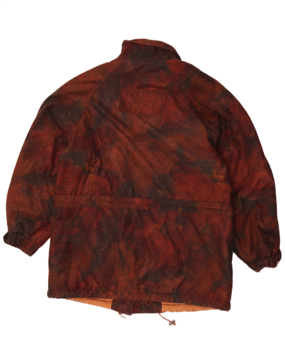 Vintage vindjakke til kvinder, UK 18 XL, brun blomsterpolyester