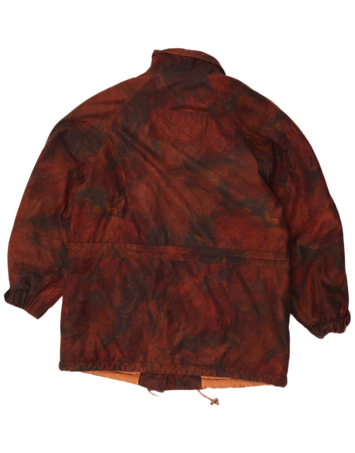 Vintage vindjakke til kvinder, UK 18 XL, brun blomsterpolyester