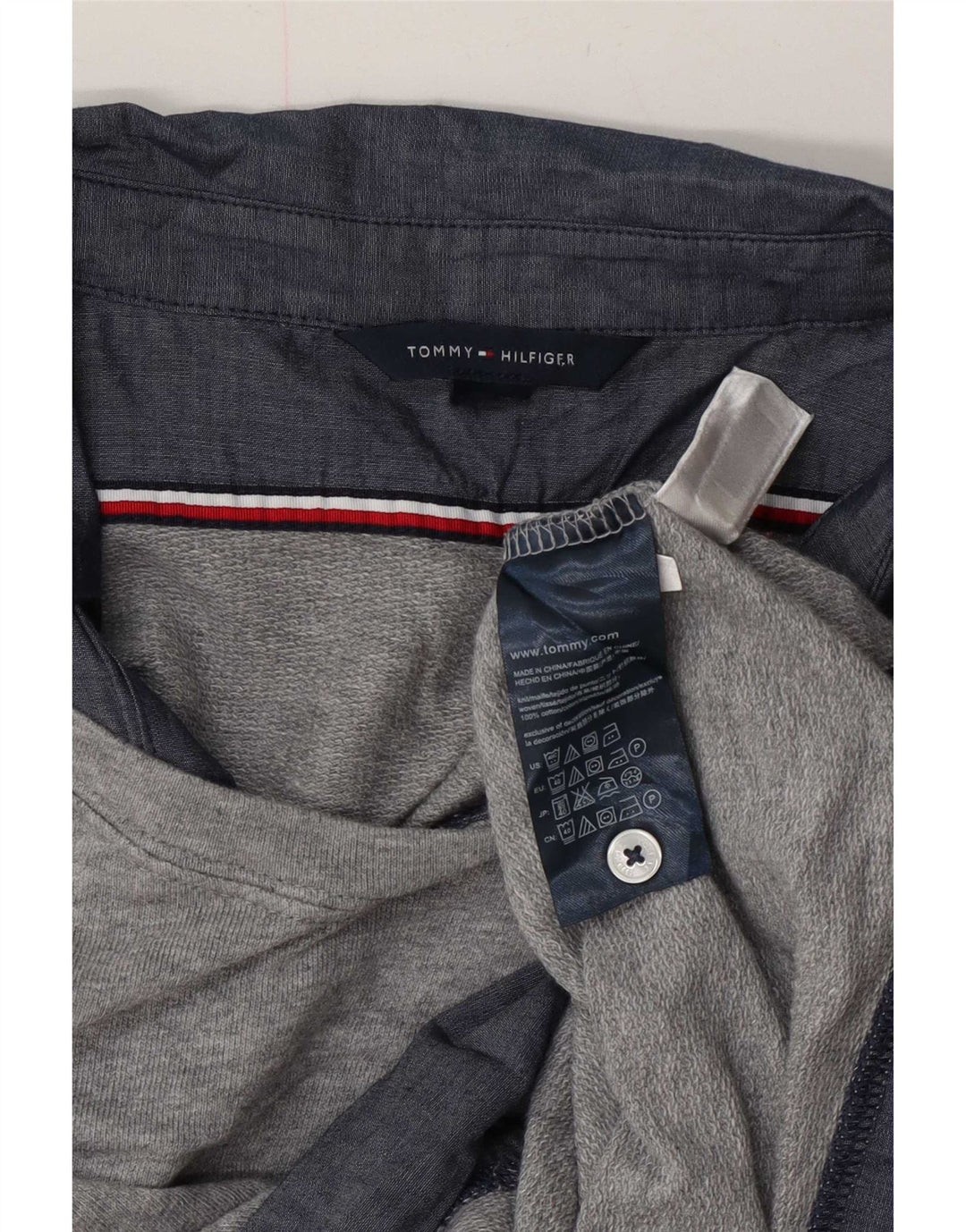 Tommy Hilfiger Dame Sweatshirt Jumper UK 14 Mellem grå stribet bomuld