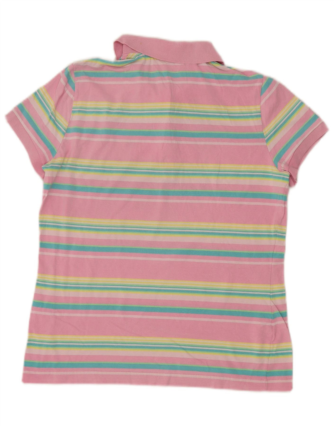 Lacoste Dame Polo Shirt Størrelse 44 Stor Pink Stribet Bomuld