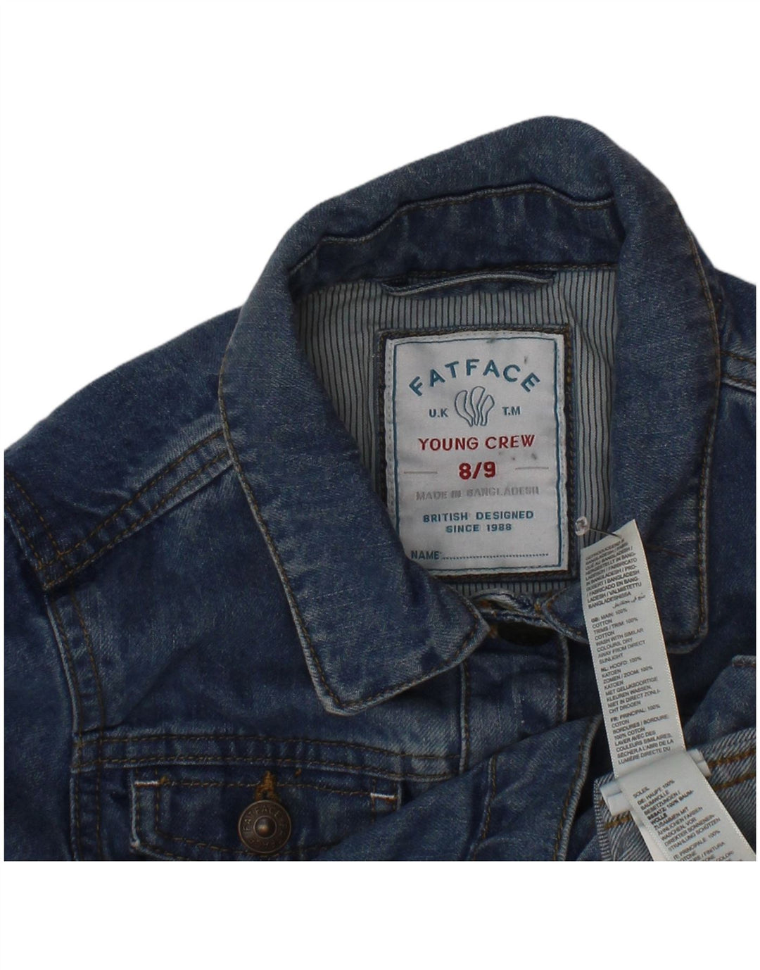 Fat Face piger denimjakke 8-9 år blå bomuld