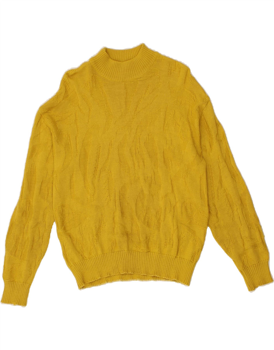 VINTAGE Womens Turtle Neck Jumper Sweater UK 16 Large Yellow Polyacrylic Vintage Vintage and Second-Hand Vintage from Messina Hembry 