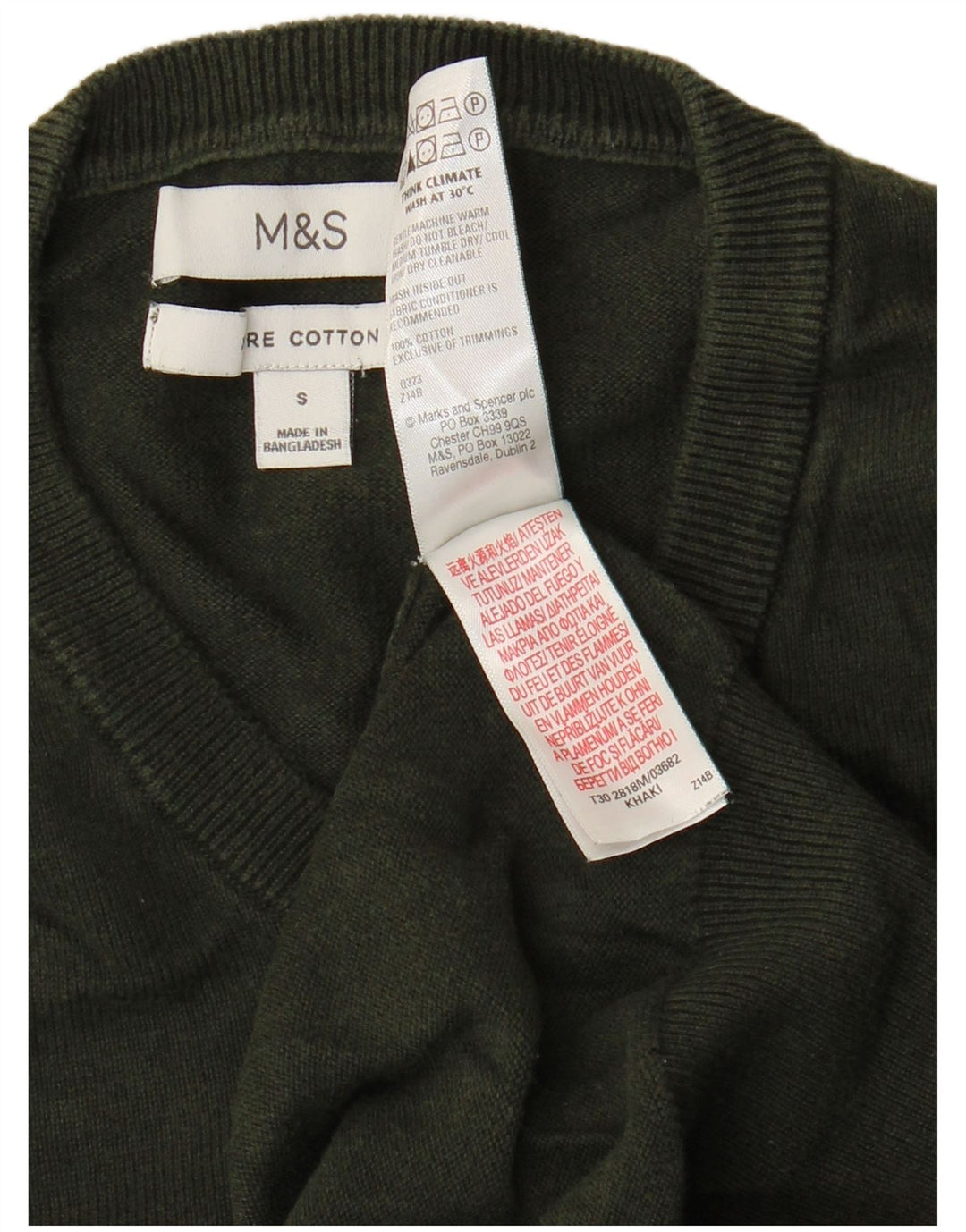 Marks & Spencer Herre sweater med rund hals, lille grøn bomuld