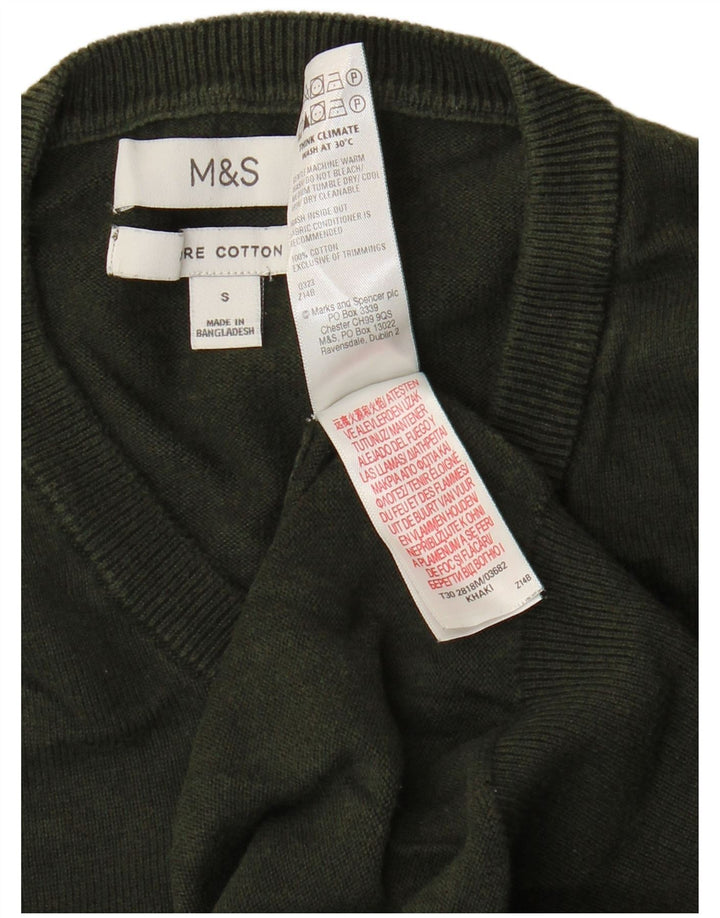 Marks & Spencer Herre sweater med rund hals, lille grøn bomuld