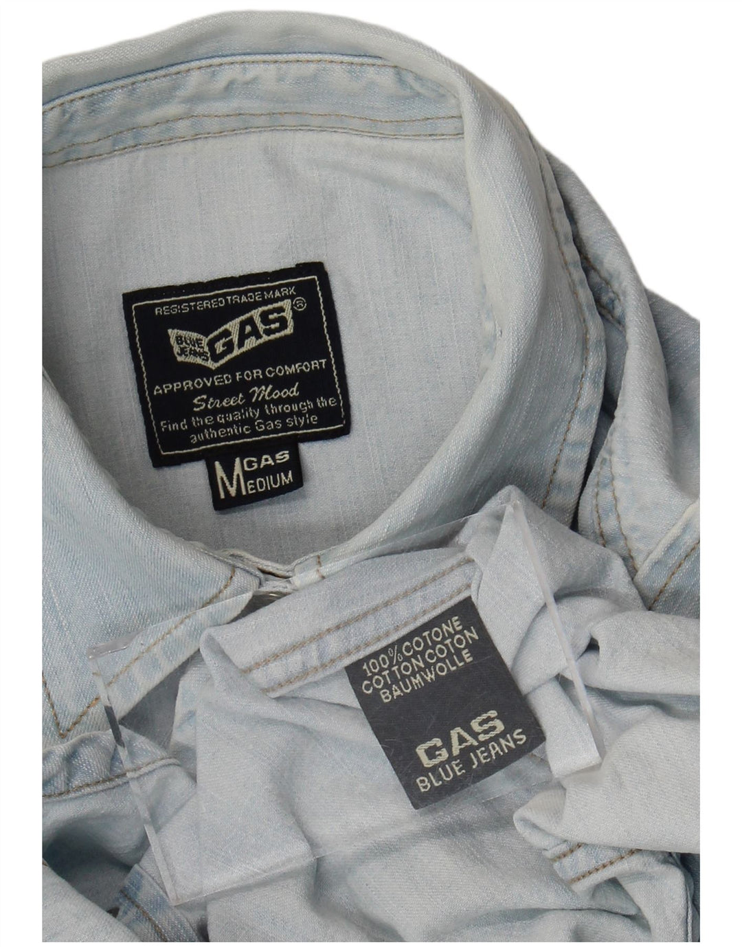 Gas Dame Denim Shirt UK 12 Medium Blue Cotton