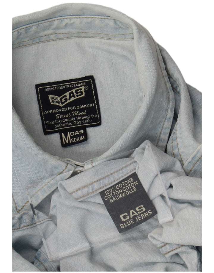Gas Dame Denim Shirt UK 12 Medium Blue Cotton