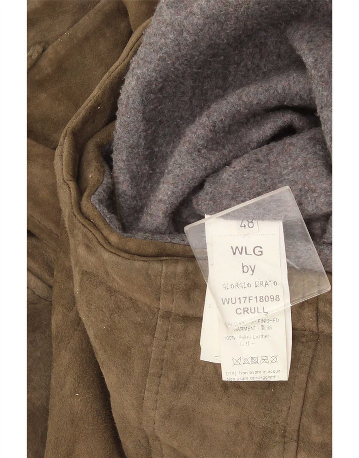 Giorgio Brato Herre Ruskind Biker Jacket IT 48 Medium Grønt Læder