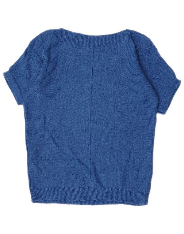 White Stuff Dame Kortærmet Boat Neck Jumper Sweater UK 8 Small Blue