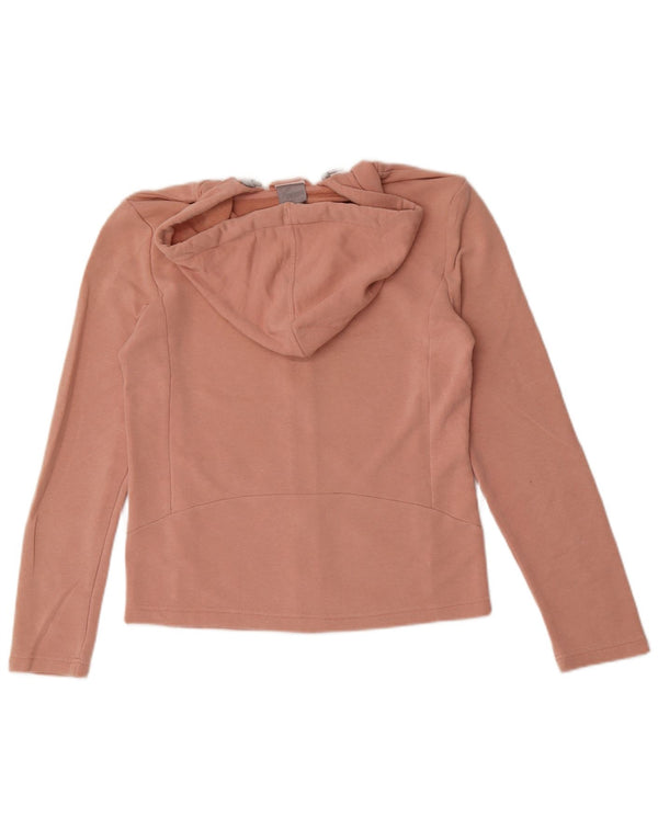 Puma Womens Zip Hoodie Sweater UK 12 Medium  Pink Cotton