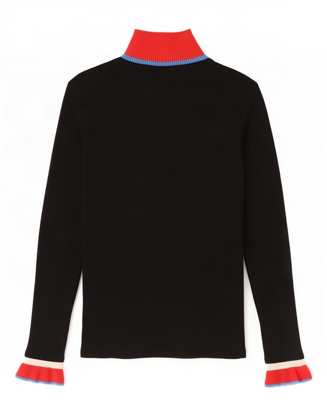 Zara Dame Top Langærmet UK 12 Medium Sort Colourblock Viscose