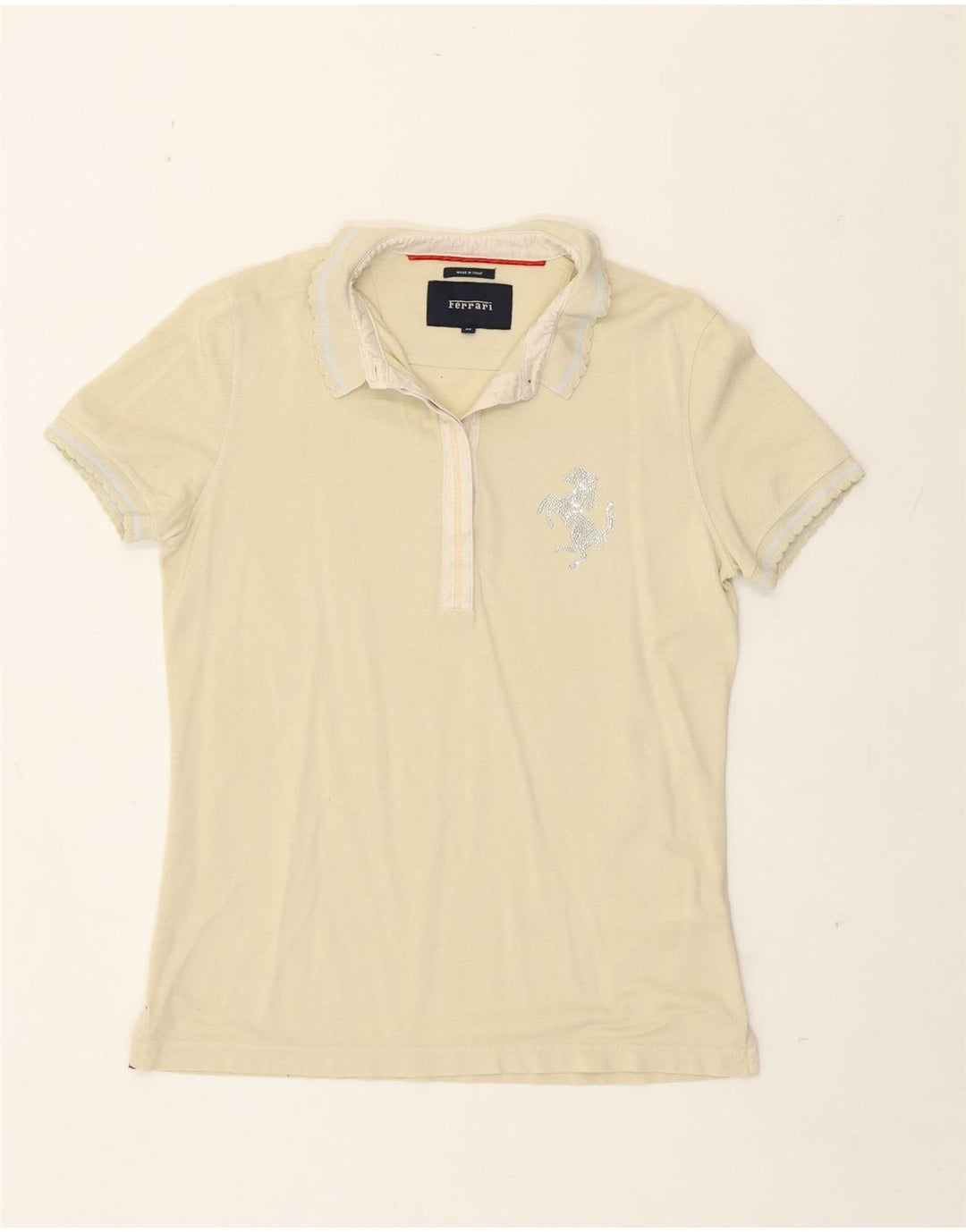 Ferrari Dame Polo Shirt UK 12 Medium Gul Bomuld