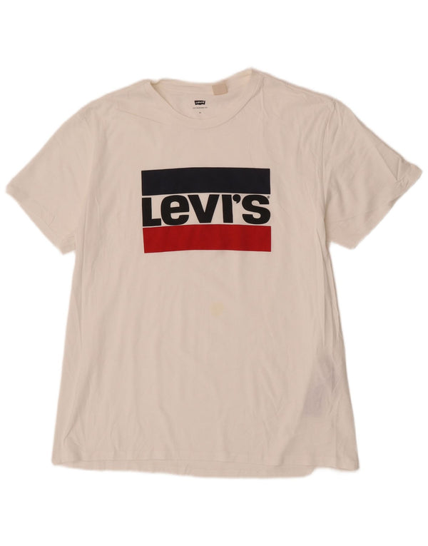 Levi's Herre grafisk T-shirt top XL hvid bomuld