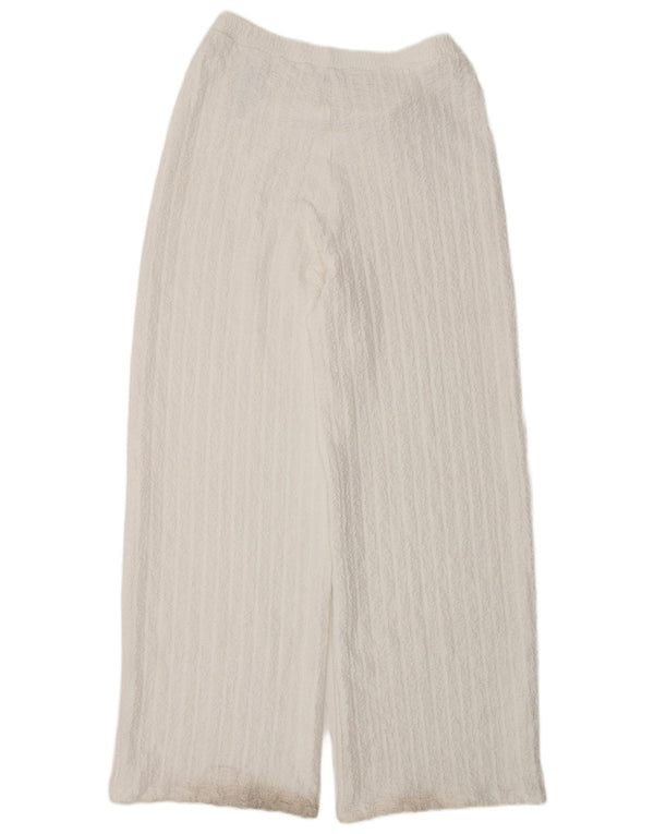 Marks & Spencer Kvinder Casual Bukser med brede ben UK 12 Medium W30 L32 Hvid