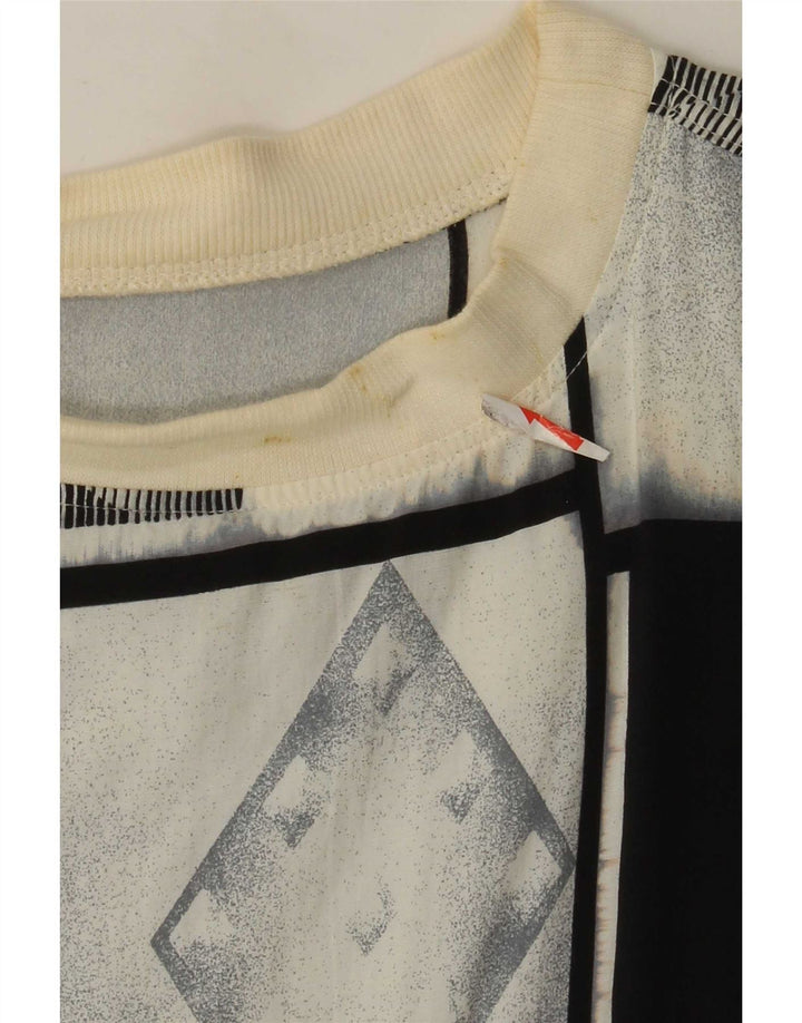 Vintage Kortærmet Herre Pullover Shirt Stor Grå Geometrisk