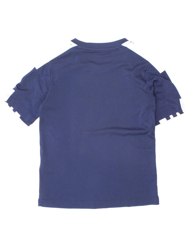 Adidas Boys Aeroready Grafisk T-Shirt Top 5-6 år Navy Blue Colourblock