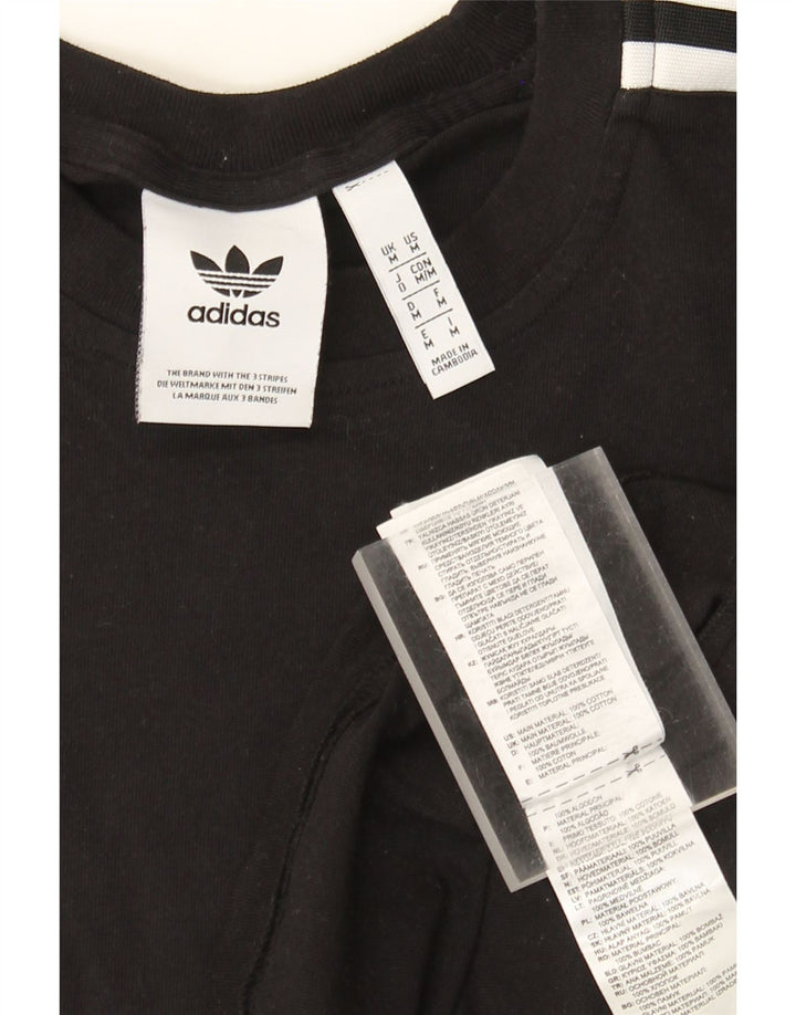 Adidas Herre T-Shirt Top Medium Sort Bomuld