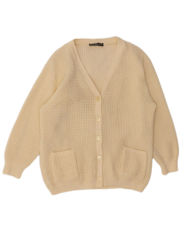 VINTAGE Dame cardigan sweater IT 48 XL Off White polyakryl