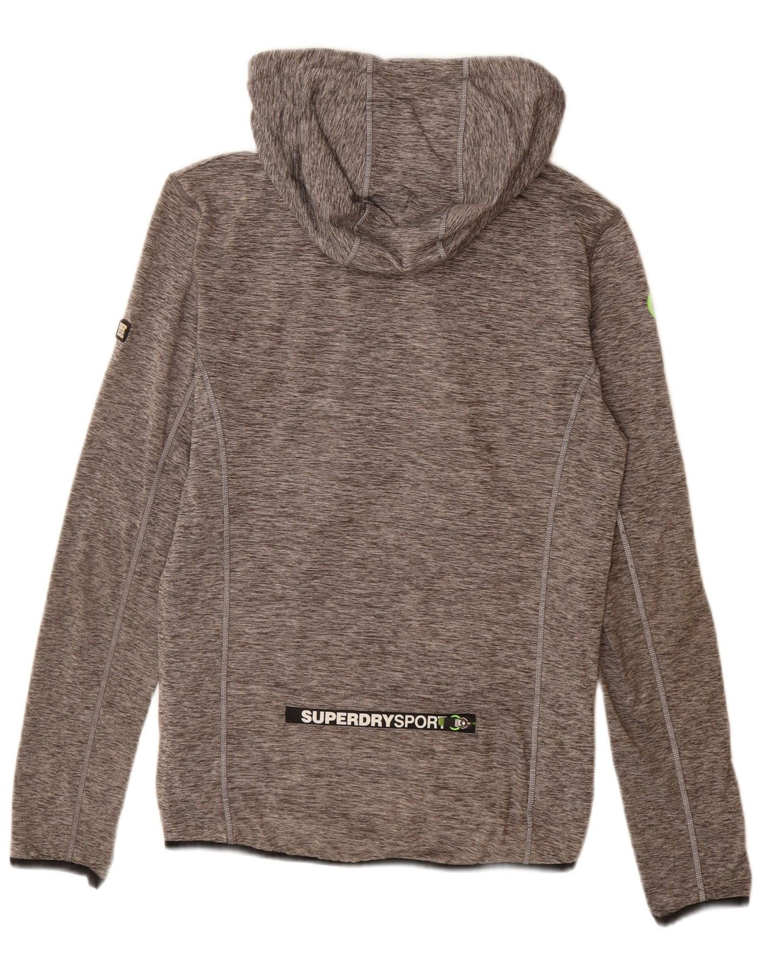 SUPERDRY Dame Athletic Fit Grafisk Hættetrøje Sweater med lynlås UK 12 Mellemgrå