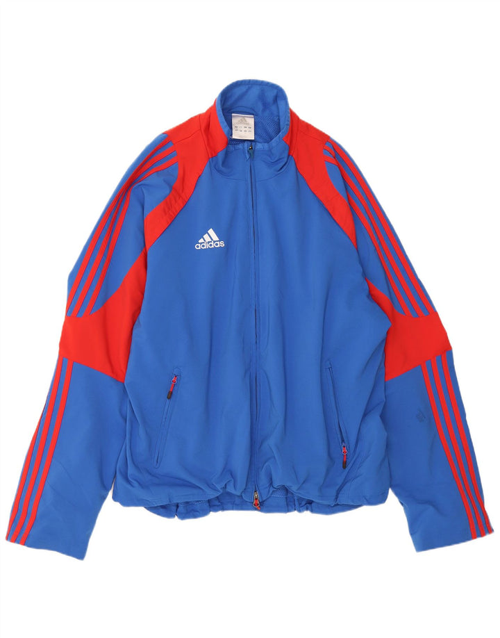 ADIDAS Mens Rain Jacket UK 44/46 Large Blue Colourblock Polyester