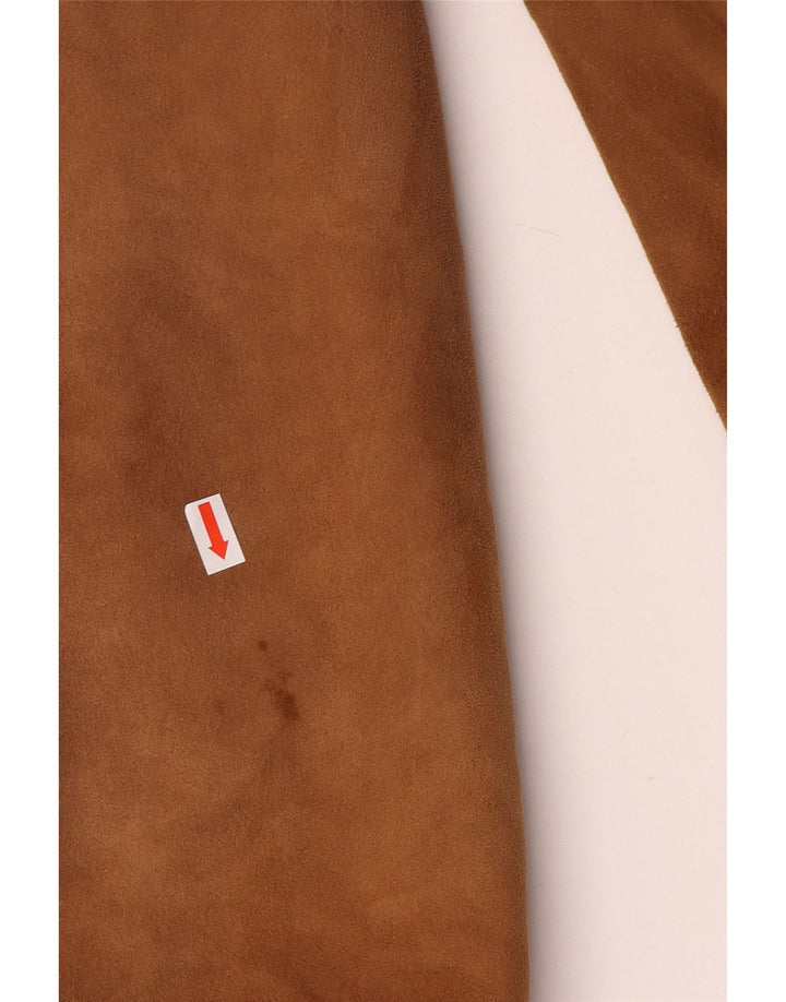 Vintage Herre Shearling Dobbeltradet frakke UK 36 lille brunt læder