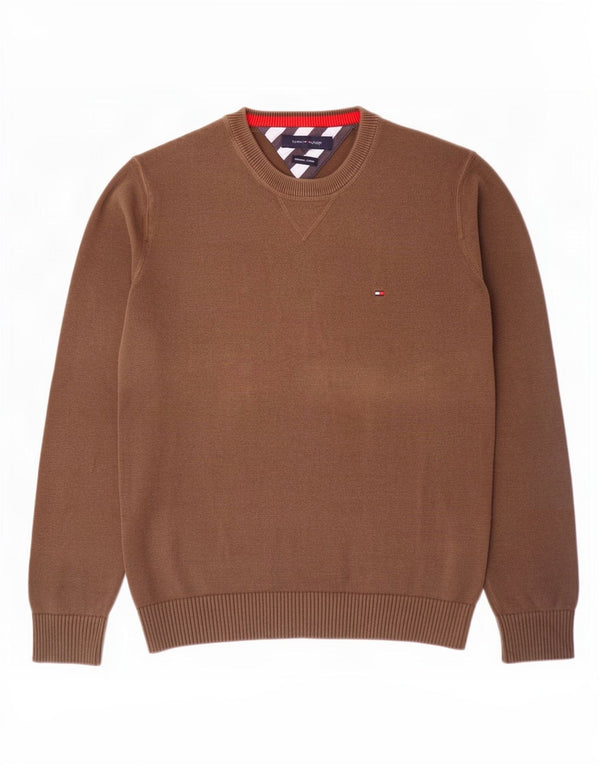 Tommy Hilfiger Herre Crew Neck Jumper Sweater Medium Brun Bomuld