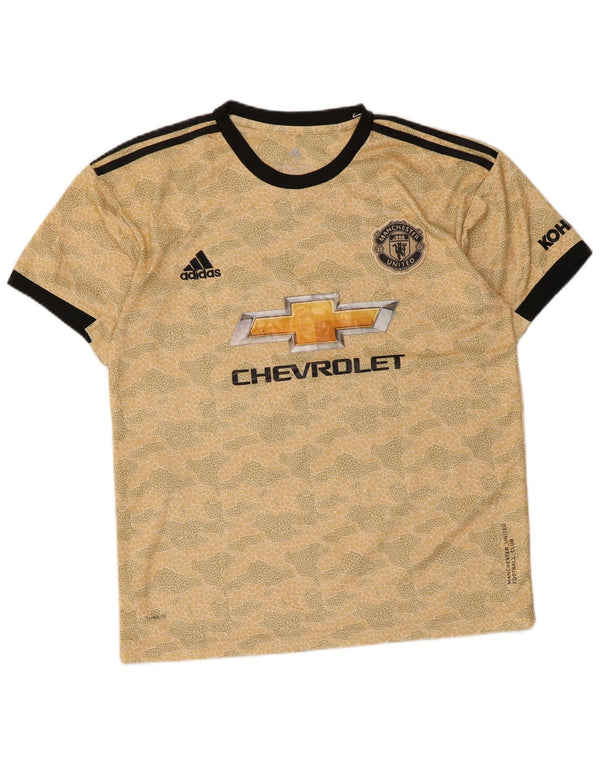 Adidas Herre Manchester United Grafisk T-Shirt Top Medium Gul Geometrisk