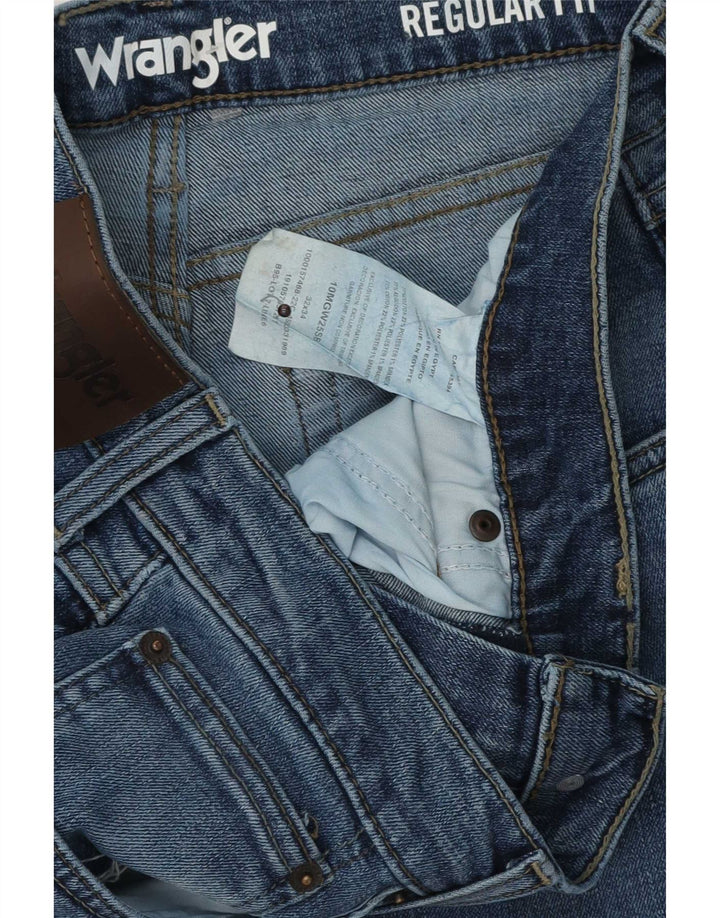 Wrangler Herre Regular Fit Straight Jeans W32 L34 Blå Bomuld