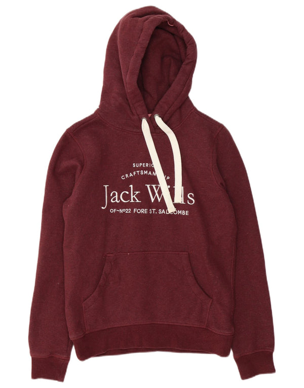 Jack Wills Grafisk hættetrøje til kvinder UK 8 Lille Bourgogne bomuld
