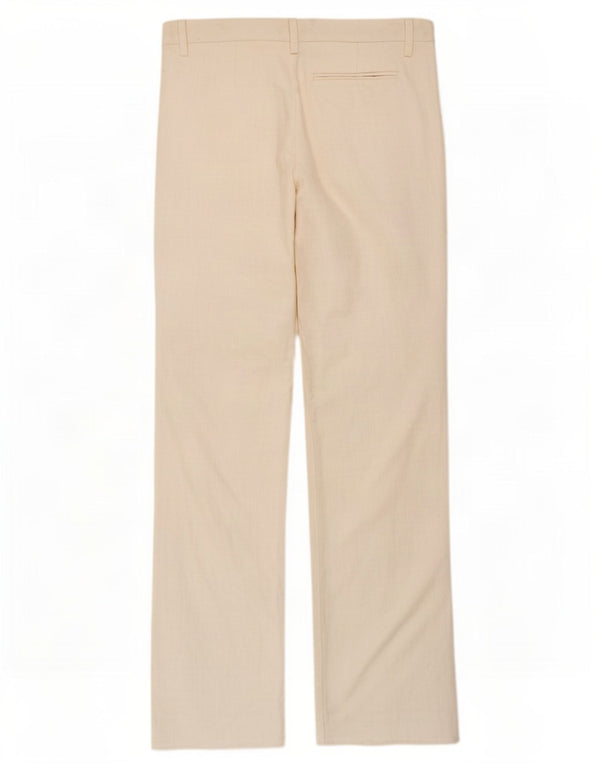 Zara Womens Wide Leg Casual Trousers EU 42 Large W32 L31 White Cotton