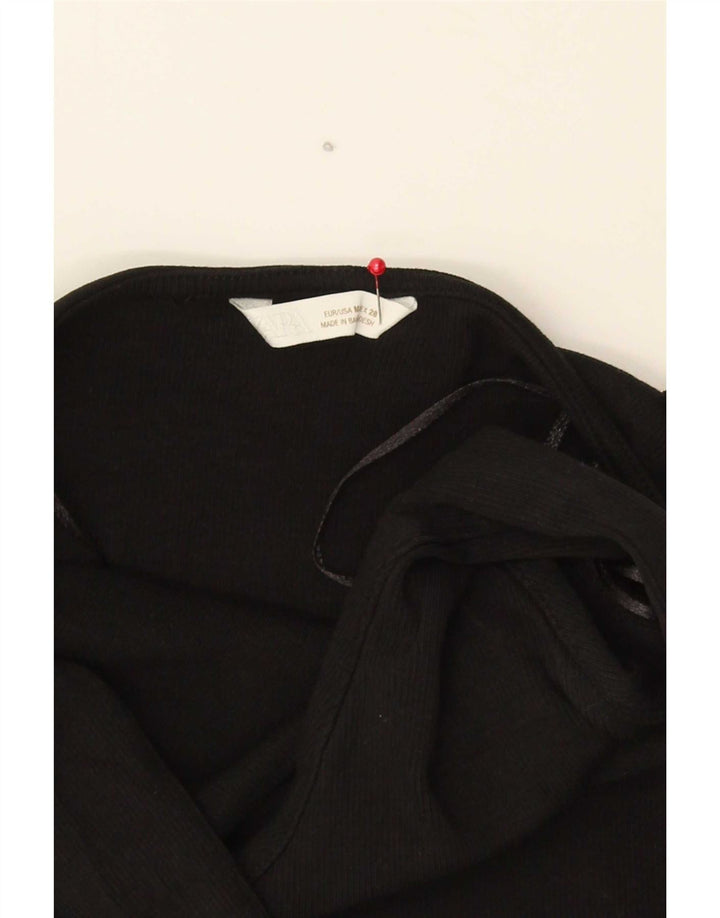 Zara Womens Crop Halter Top UK 12 Medium Black Bomuld