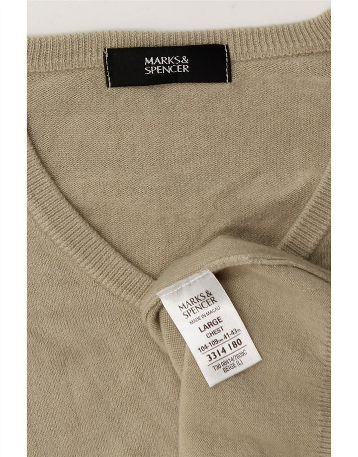 Marks & Spencer Herre V-hals sweater Stor Beige Akryl