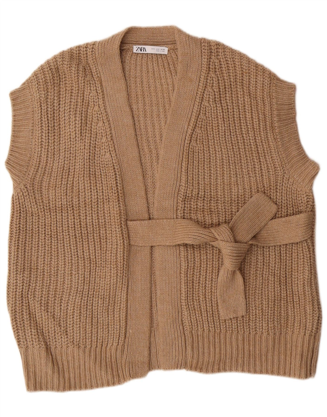 ZARA Oversized ærmeløs cardigantrøje til kvinder UK 10 Lille Brun