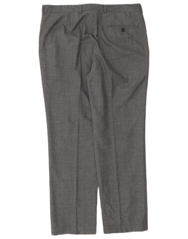 Marks & Spencer Mens Straight Suit Trousers W34 L29 Grey Polyester