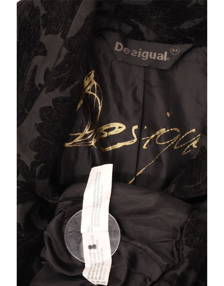 Desigual Dame Overfrakke EU 44 XL Sort Floral Polyester