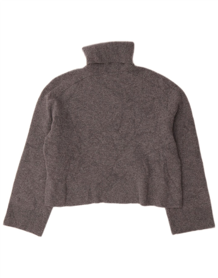 Zara Womens Crop Oversized trøjetrøje med rullehals UK 10 Lille grå uld