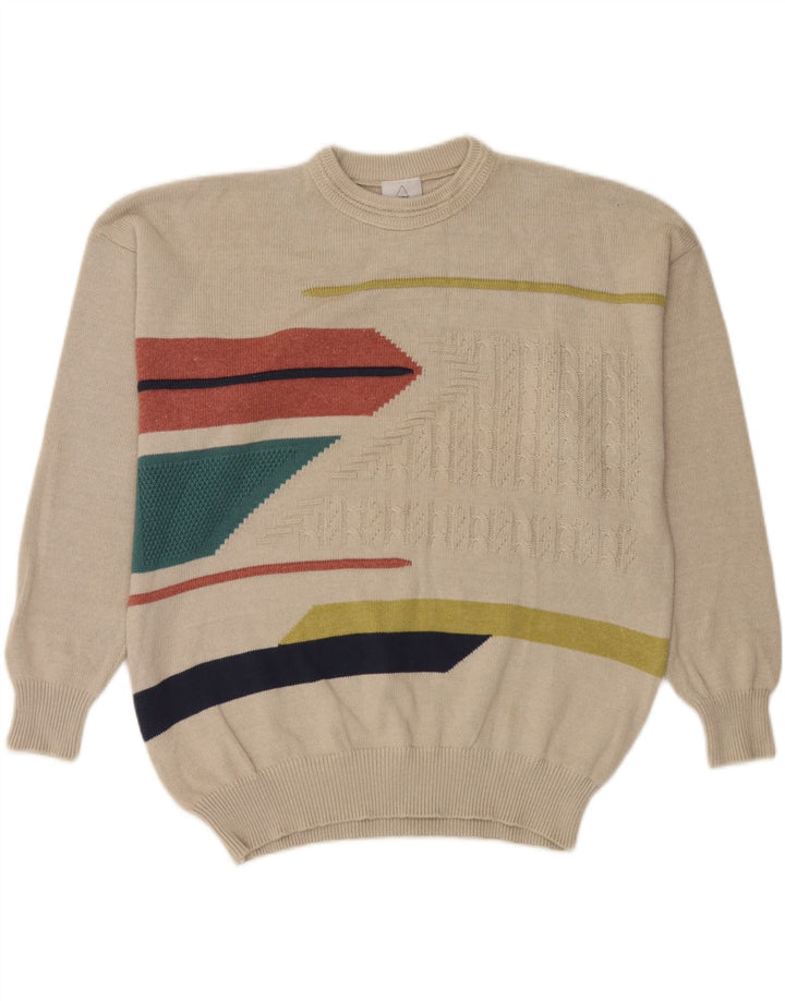 Ny hurtig herretrøje med rund hals XL Beige Geometrisk