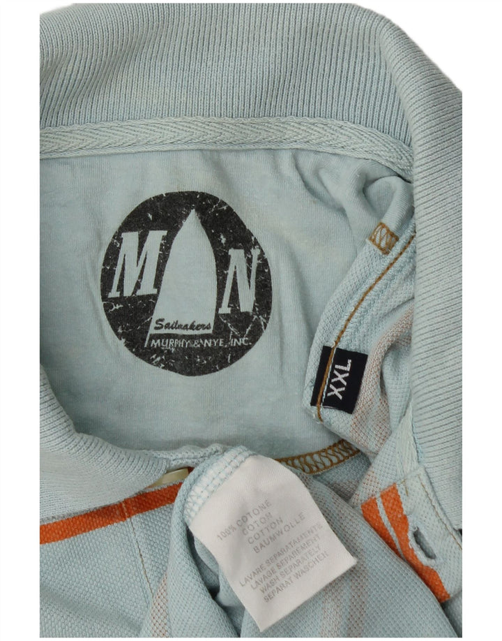 Murphy & Nye Herre kortærmet grafisk poloshirt 2XL blå stribet bomuld